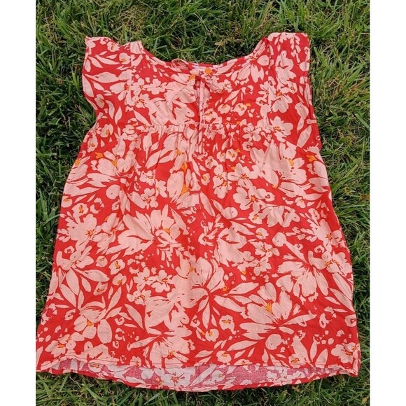 XiRENA Tops - Gap Floral Swing Top Womens Small Coral Pink Lightweight Boho Peasant Blouse
